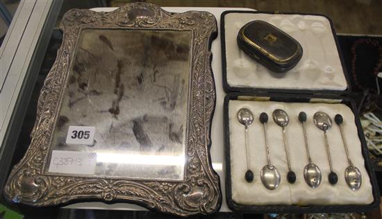 Silver photo frame & coffee spoon